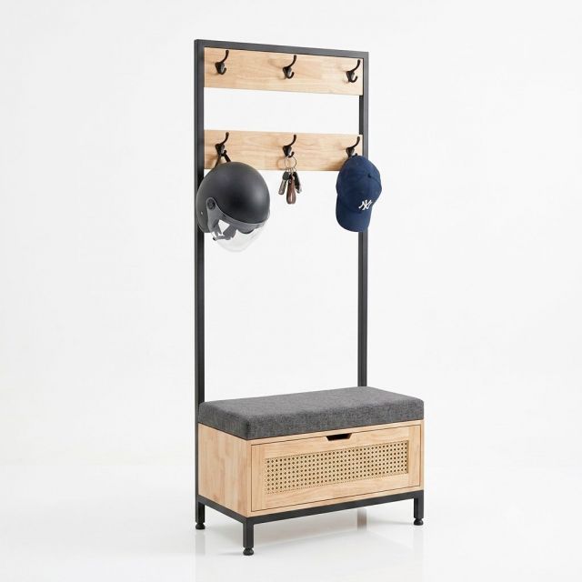 Kệ giày có băng ghế ngồi 70x37x170cm gỗ cao su KG68103