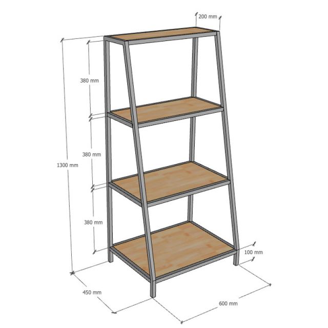 Kệ sách 4 tầng 60x45x130cm gỗ plywood KS68351