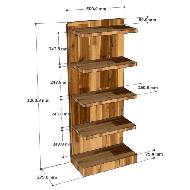 Kệ sách 5 tầng 50x28x120cm gỗ tràm KS68352