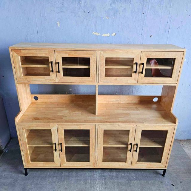 Tủ kệ nhà bếp đôi 160x45x140cm gỗ cao su KB68083