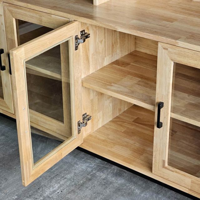 Tủ kệ nhà bếp đôi 160x45x140cm gỗ cao su KB68083