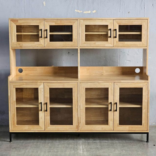 Tủ kệ nhà bếp đôi 160x45x140cm gỗ cao su KB68083