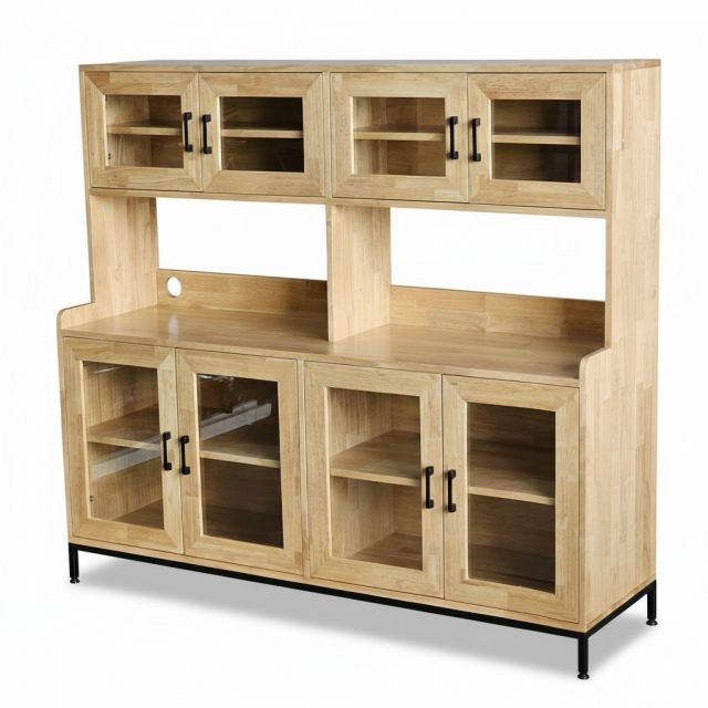 Tủ kệ nhà bếp đôi 160x45x140cm gỗ cao su KB68083