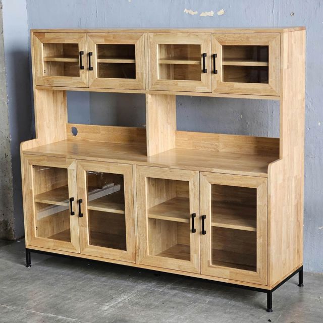 Tủ kệ nhà bếp đôi 160x45x140cm gỗ cao su KB68083