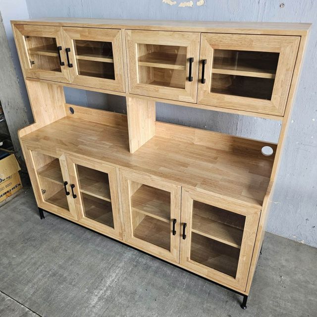 Tủ kệ nhà bếp đôi 160x45x140cm gỗ cao su KB68083