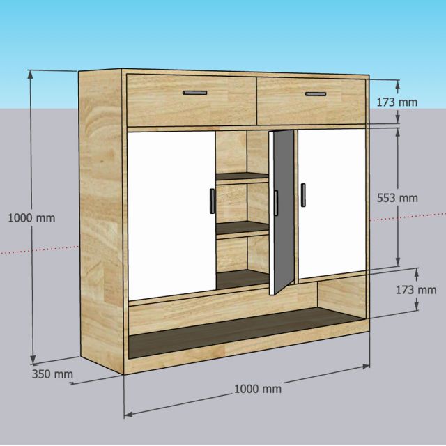 Tủ để giày 100x35x100cm gỗ cao su KG68104