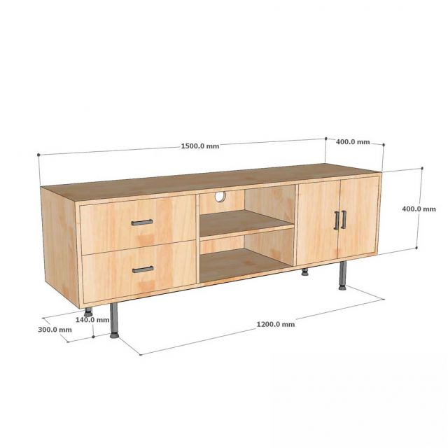 Kệ tivi 150x40x55cm gỗ cao su KTV68034