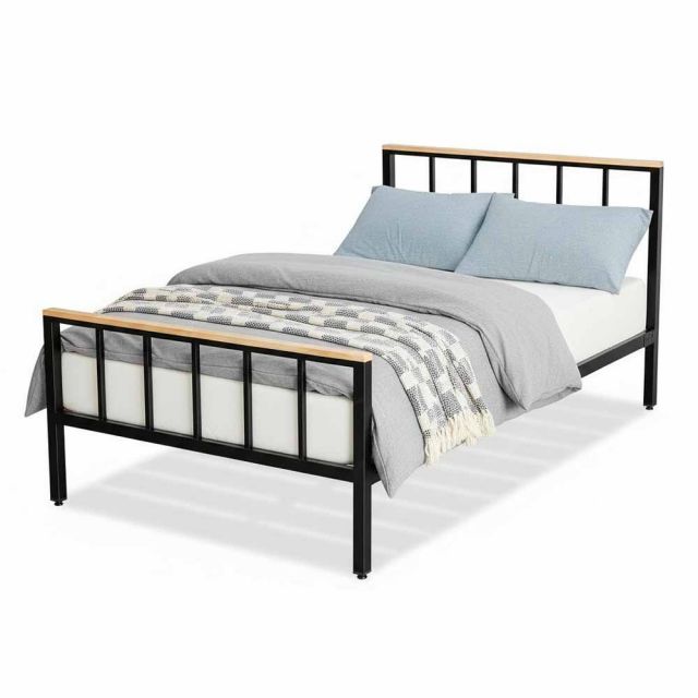 Giường ngủ 140x200cm gỗ cao su khung sắt GN68040