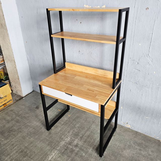 Bàn học liền kệ nhỏ 80x50x150cm gỗ cao su FD68085