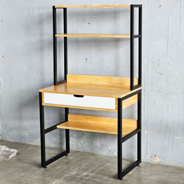 Bàn học liền kệ nhỏ 80x50x150cm gỗ cao su FD68085