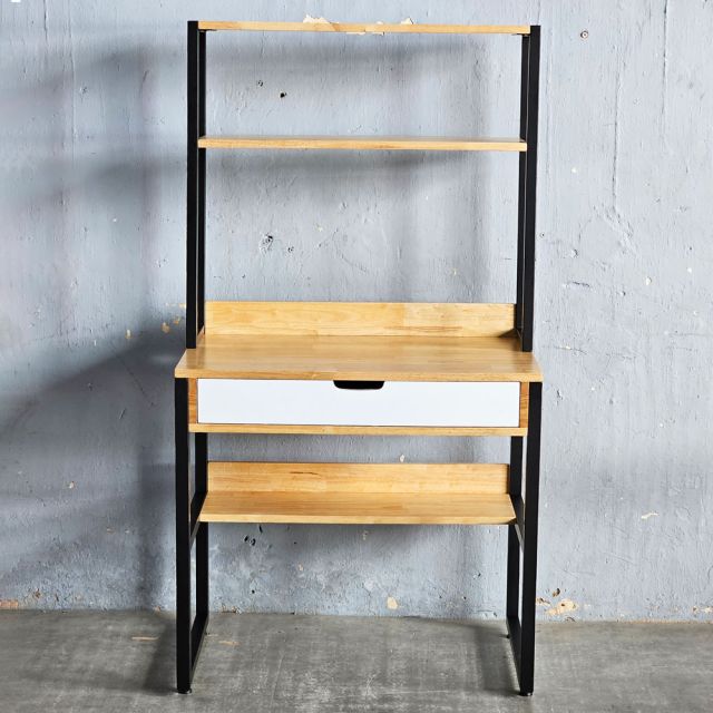 Bàn học liền kệ nhỏ 80x50x150cm gỗ cao su FD68085