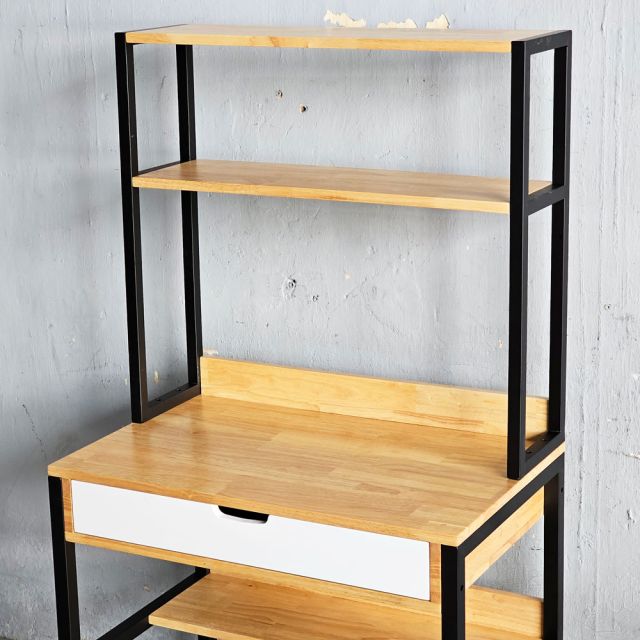 Bàn học liền kệ nhỏ 80x50x150cm gỗ cao su FD68085