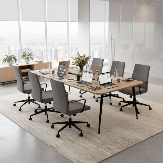 Bàn họp chữ nhật 240x110cm gỗ plywood hệ CONE HBCO077