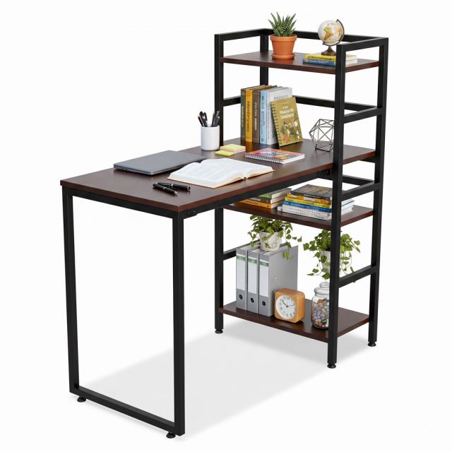 Bàn làm việc liền kệ 110x55x115cm gỗ cao su FD68086