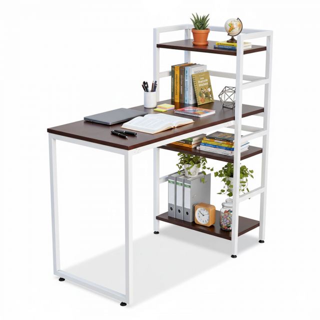 Bàn làm việc liền kệ 110x55x115cm gỗ cao su FD68086