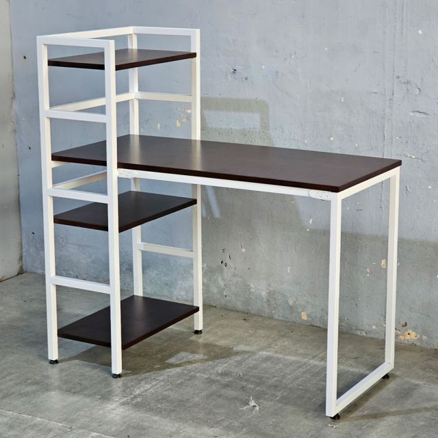 Bàn làm việc liền kệ 110x55x115cm gỗ cao su FD68086