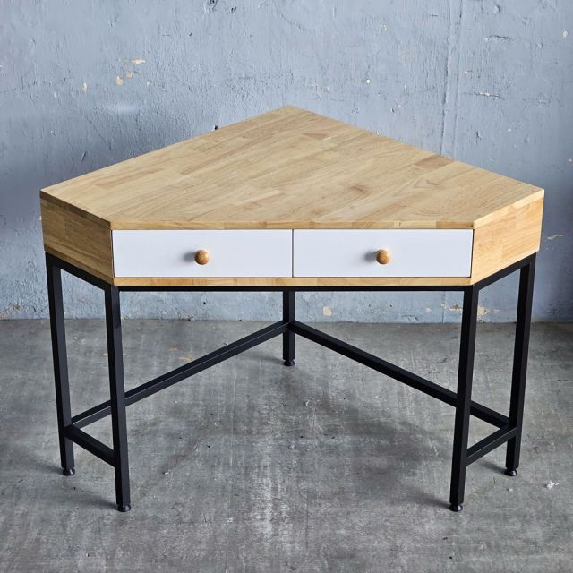 Bàn làm việc góc tường có ngăn kéo 80x80cm gỗ cao su CD68022