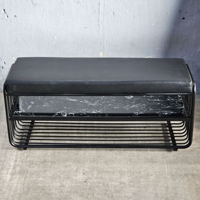 Kệ giày 2 tầng khung sắt có nệm ngồi KG68044