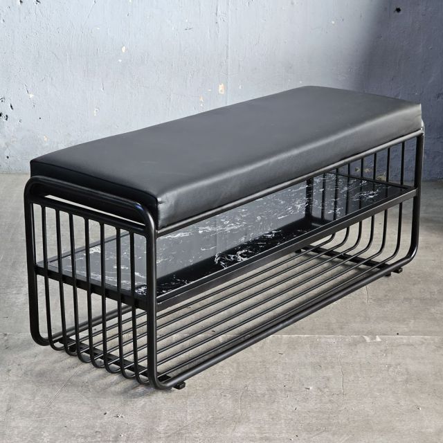 Kệ giày 2 tầng khung sắt có nệm ngồi KG68044