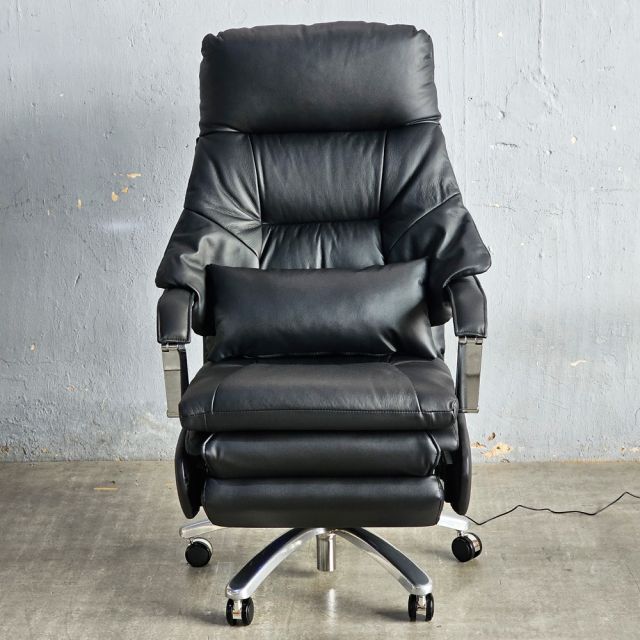 Ghế giám đốc da bò chỉnh điện ngả nằm chân nhôm GAK996