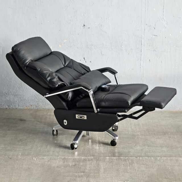 Ghế giám đốc da bò chỉnh điện ngả nằm chân nhôm GAK996