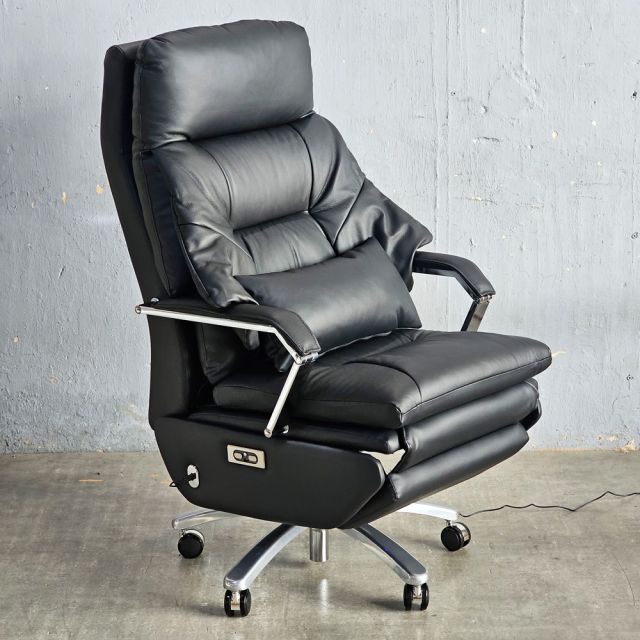 Ghế giám đốc da bò chỉnh điện ngả nằm chân nhôm GAK996