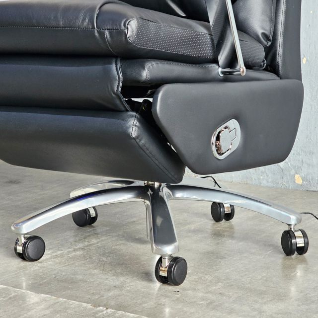 Ghế giám đốc da bò chỉnh điện ngả nằm chân nhôm GAK996