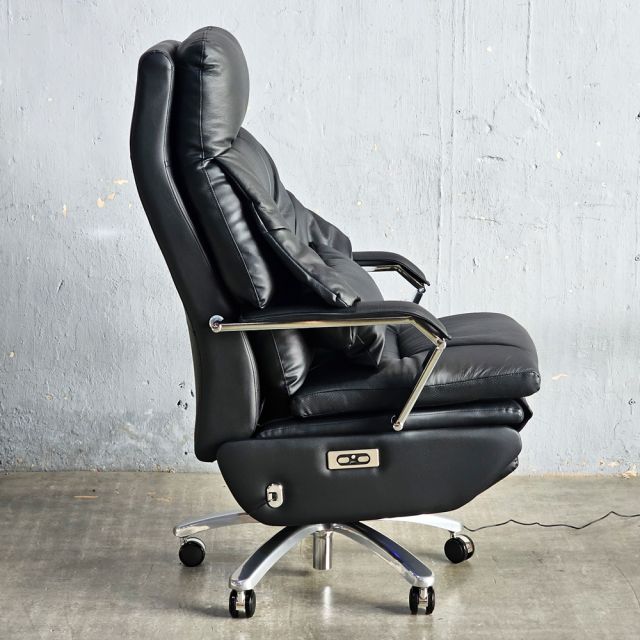 Ghế giám đốc da bò chỉnh điện ngả nằm chân nhôm GAK996