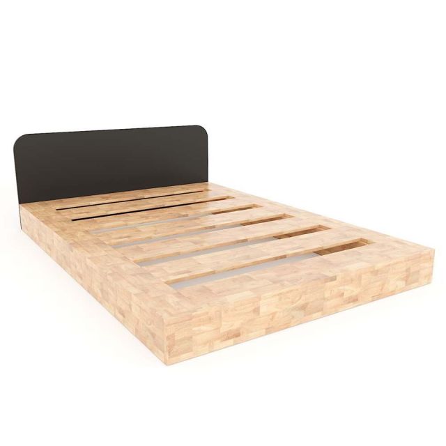 Giường ngủ bo viền gỗ cao su khung sắt lắp ráp GN68030