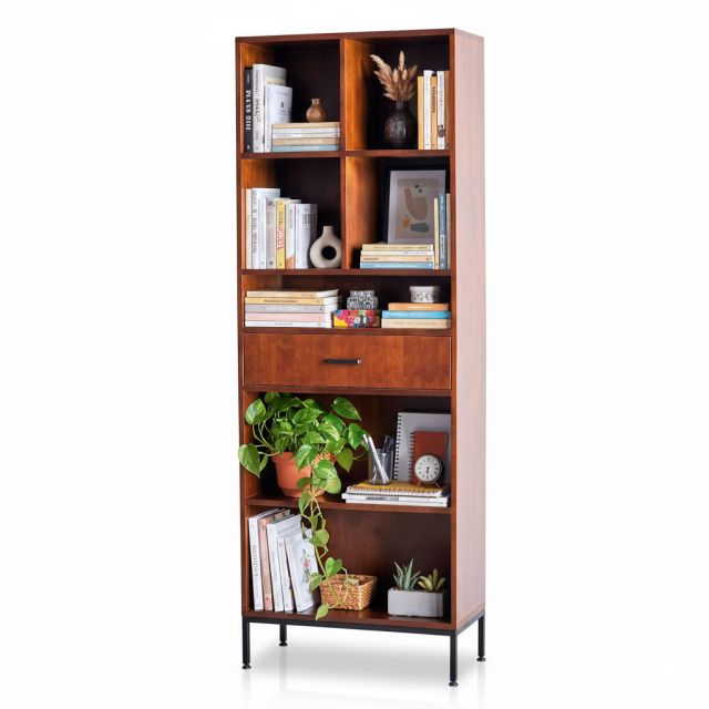 Kệ hồ sơ có ngăn kéo 70x35x195cm gỗ cao su THS68092