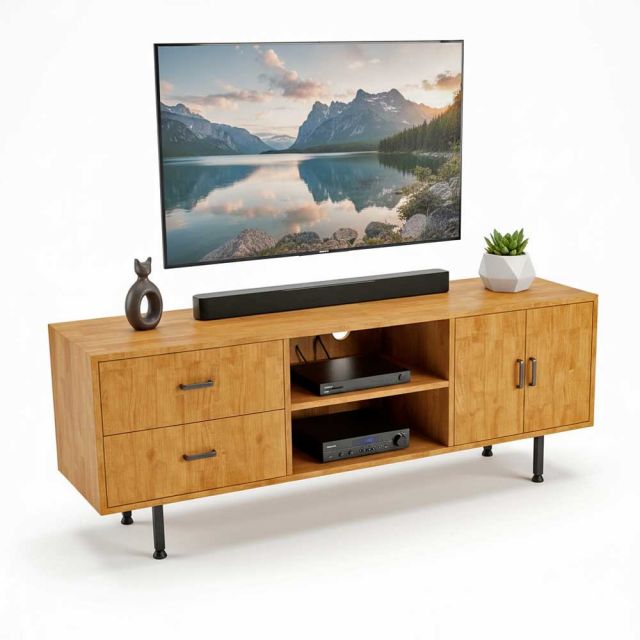 Kệ tivi 150x40x55cm gỗ cao su KTV68034