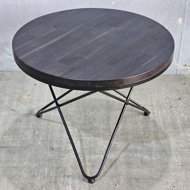 Bàn Sofa tròn 60cm gỗ Tràm chân sắt chữ V - TT68315