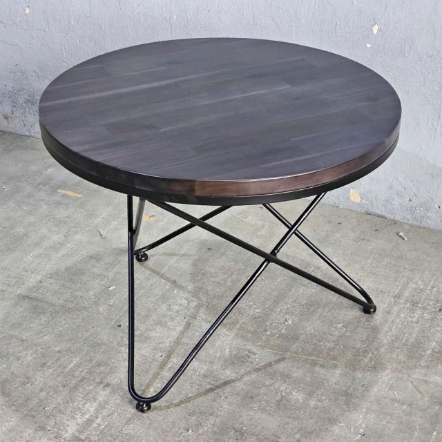 Bàn Sofa tròn 60cm gỗ Tràm chân sắt chữ V - TT68315