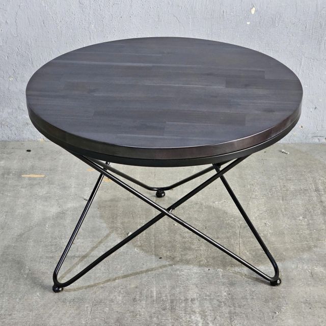 Bàn Sofa tròn 60cm gỗ Tràm chân sắt chữ V - TT68315