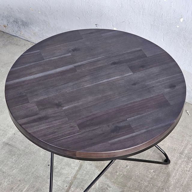 Bàn Sofa tròn 60cm gỗ Tràm chân sắt chữ V - TT68315