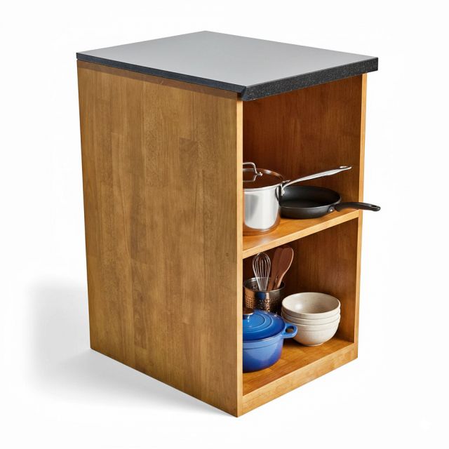 Module tủ bếp dưới 45x60x80cm gỗ cao su mặt đá MTBD016