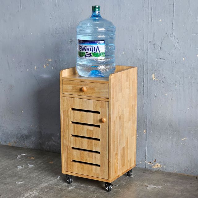 Tủ để bình nước di động 40x40x85cm gỗ cao su TDBN001