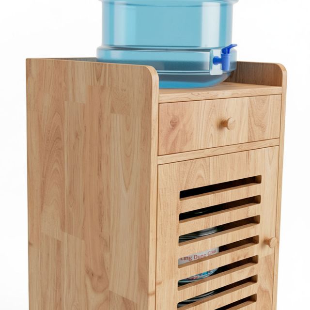 Tủ để bình nước di động 40x40x85cm gỗ cao su TDBN001