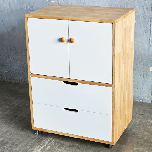 Tủ gỗ trang trí di động 60x40x80cm gỗ cao su KTB68242