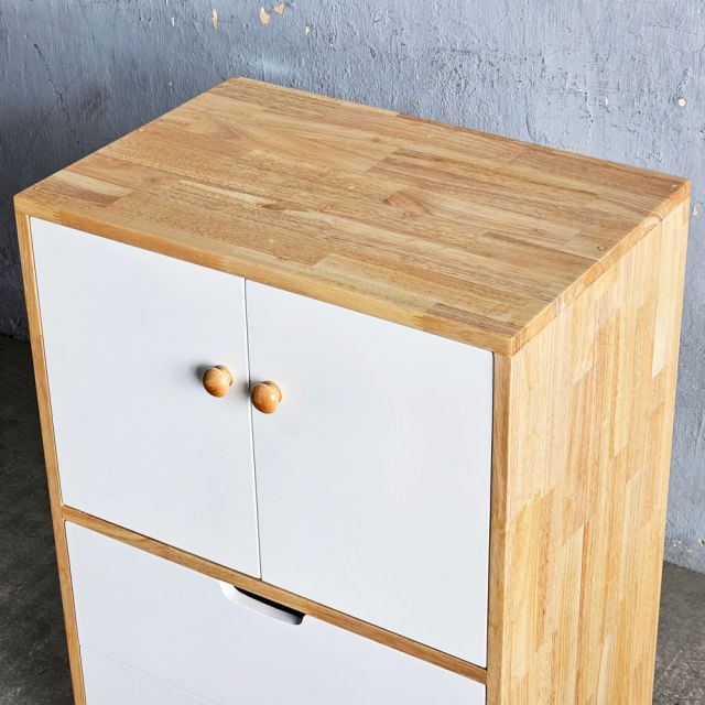 Tủ gỗ trang trí di động 60x40x80cm gỗ cao su KTB68242