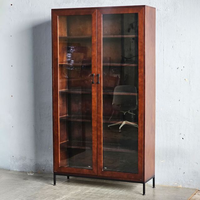 Tủ sách cửa kính 110x35x200cm gỗ cao su KS68353