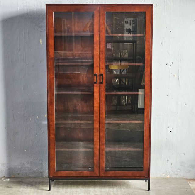 Tủ sách cửa kính 110x35x200cm gỗ cao su KS68353