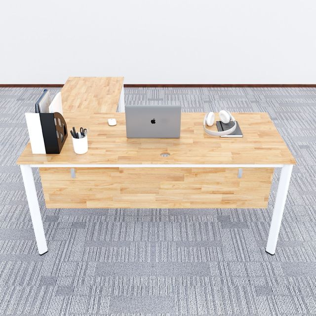 Bàn chữ L mặt bàn chính 160cm gỗ cao su hệ Oval HBOV017 Bàn chữ L mặt bàn chính 160cm gỗ cao su hệ Oval HBOV017