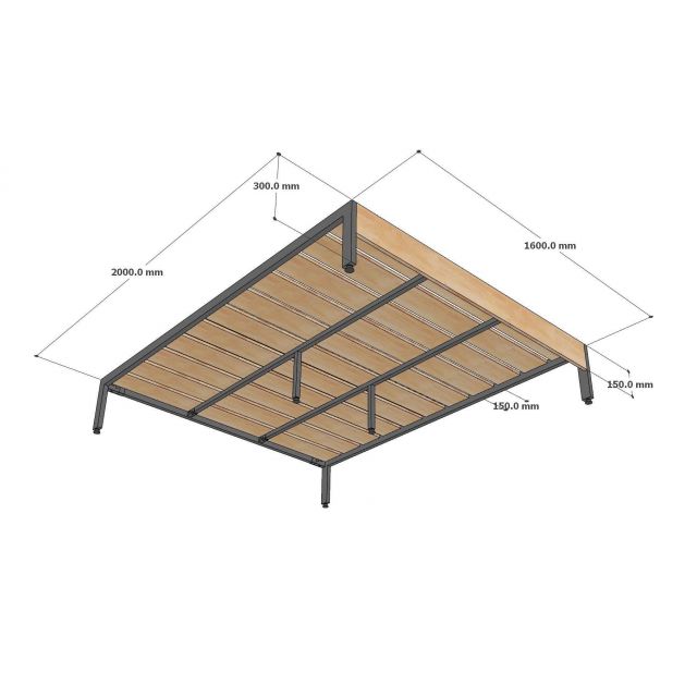 Giường ngủ đôi đơn giản gỗ cao su 160x200cm GN68034