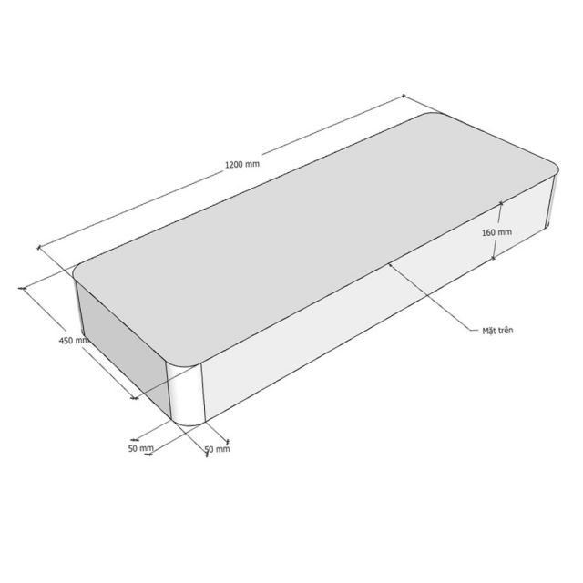 Đôn để tượng 120x45x6cm gỗ cao su DGTT001