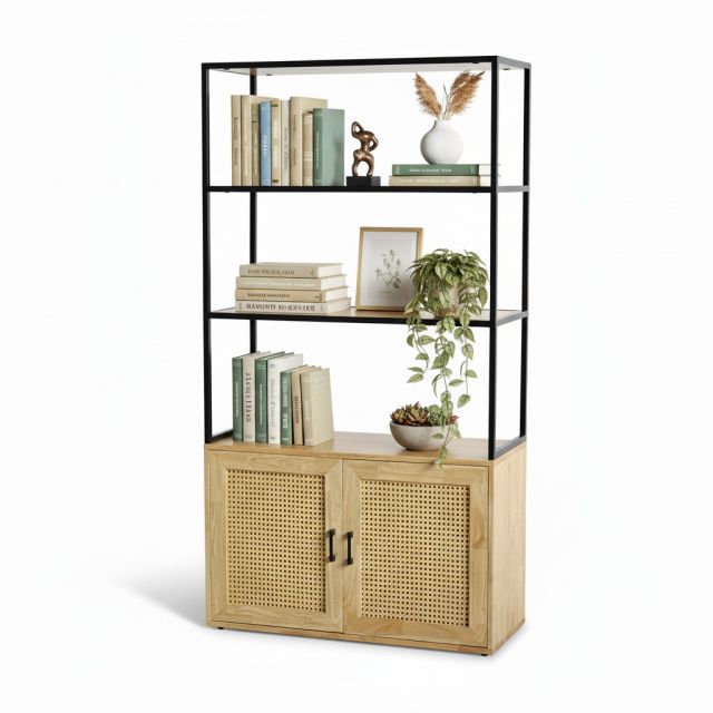 Kệ tủ trang trí 100x40cm gỗ cao su khung sắt KTT68050