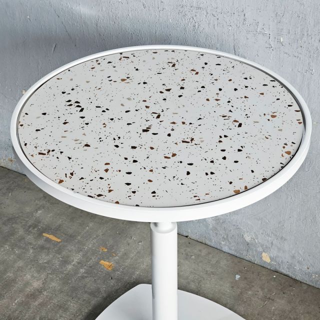 Bàn tròn mặt gạch chân sắt mâm đế vuông CFD68165