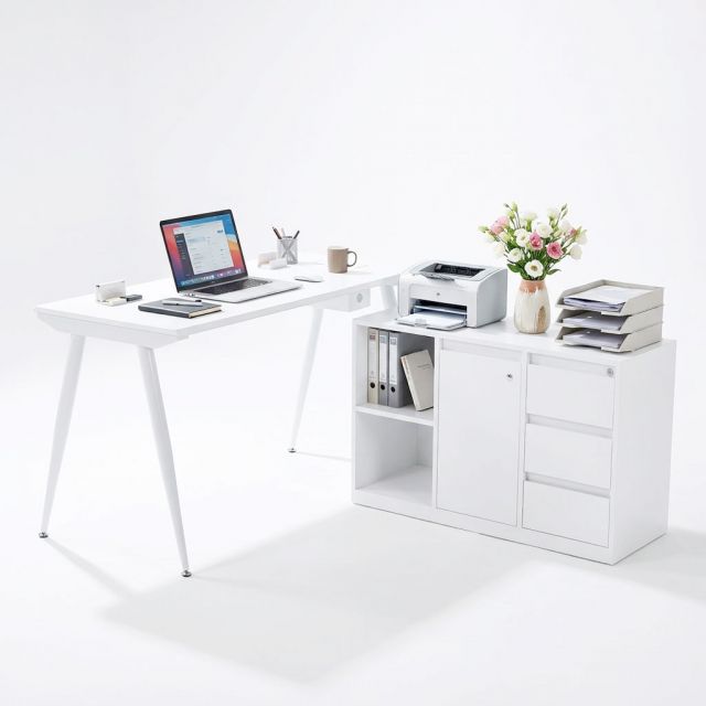 Bàn giám đốc có tủ 140x60cm gỗ cao su BGD68082