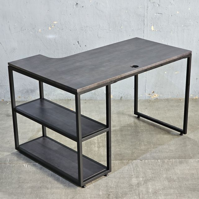 Bàn góc L liền kệ 120x80cm gỗ cao su CD68042