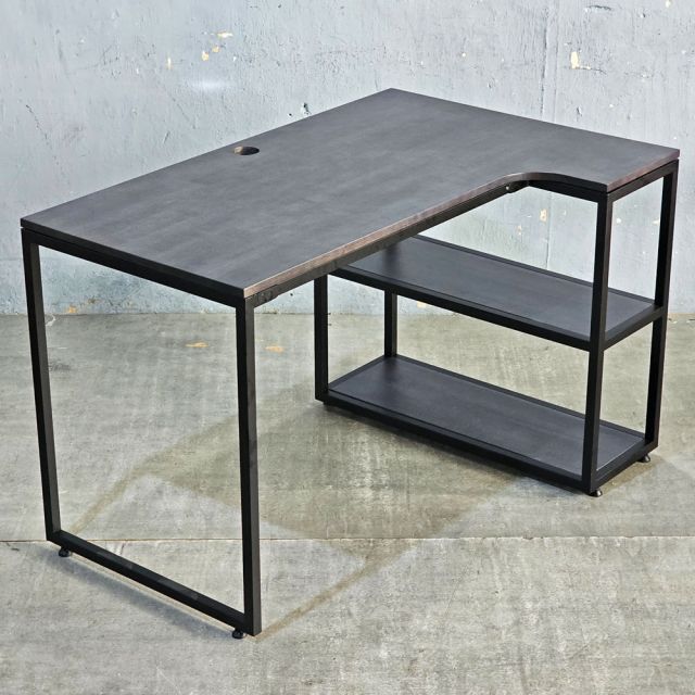 Bàn góc L liền kệ 120x80cm gỗ cao su CD68042